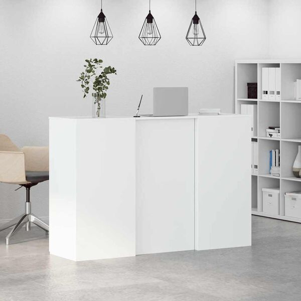 vidaXL Bureau de réception blanc 155x50x103,5 cm bois d'ingénierie