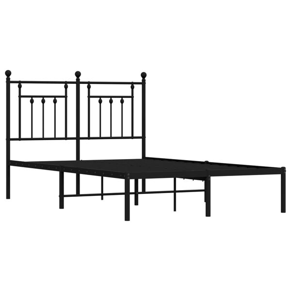 vidaXL Cadre de lit métal sans matelas avec tête de lit noir 120x190cm