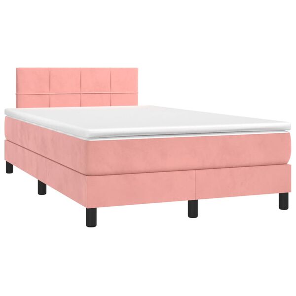 vidaXL Sommier &agrave; lattes de lit avec matelas et LED Rose 120x200 cm