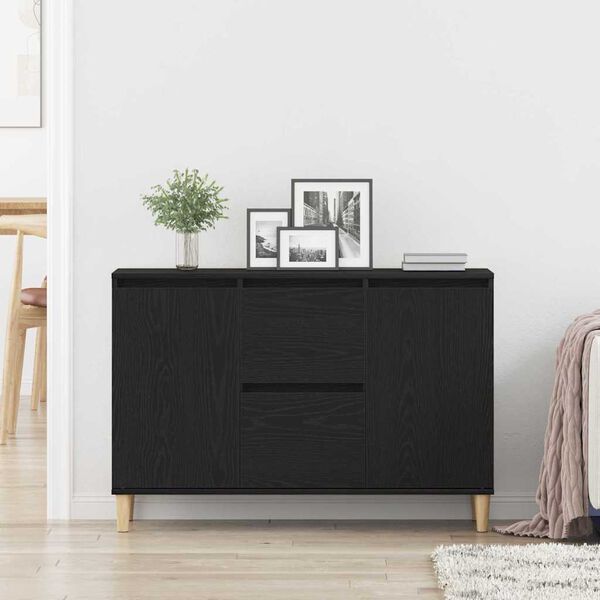 vidaXL Buffet avec tiroir Noir 102 x 35 x 60 cm Bois d'ing&eacute;nierie