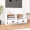 vidaXL Meuble TV blanc brillant 93x35,5x45 cm bois d'ingénierie