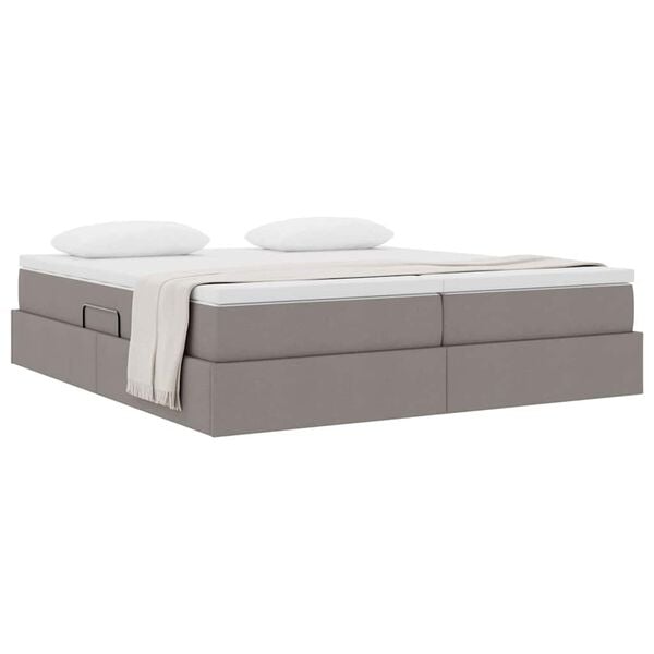 vidaXL Lit avec rangement et matelas Taupe 180 x 200 cm Polyester