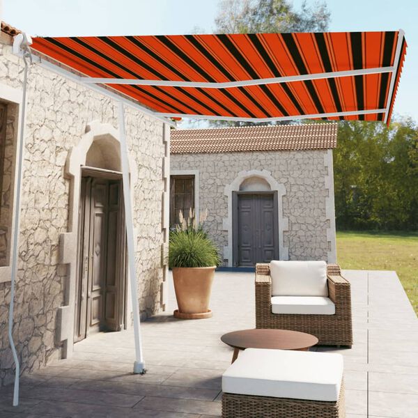 vidaXL Auvent manuel rétractable sur pied 350x250 cm Orange et marron