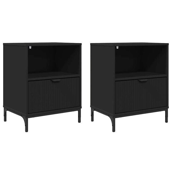vidaXL Cabinet de chevet 2 pcs Noir 49 x 36 x 61 cm Bois d'ing&eacute;nierie