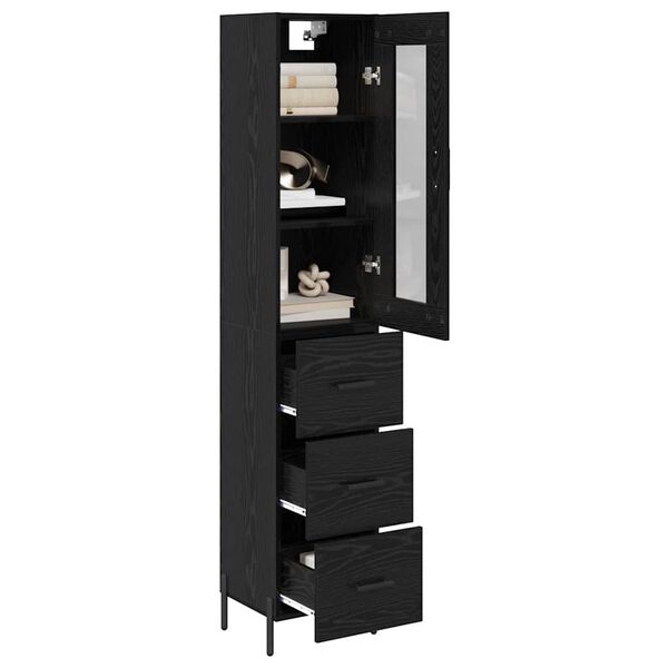 vidaXL Haut Armoire Ch&ecirc;ne noir 34,5 x 34 x 180 cm Bois d'ing&eacute;nierie