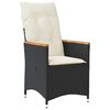vidaXL Chaise inclinable de jardin avec coussins noir r&eacute;sine tress&eacute;e
