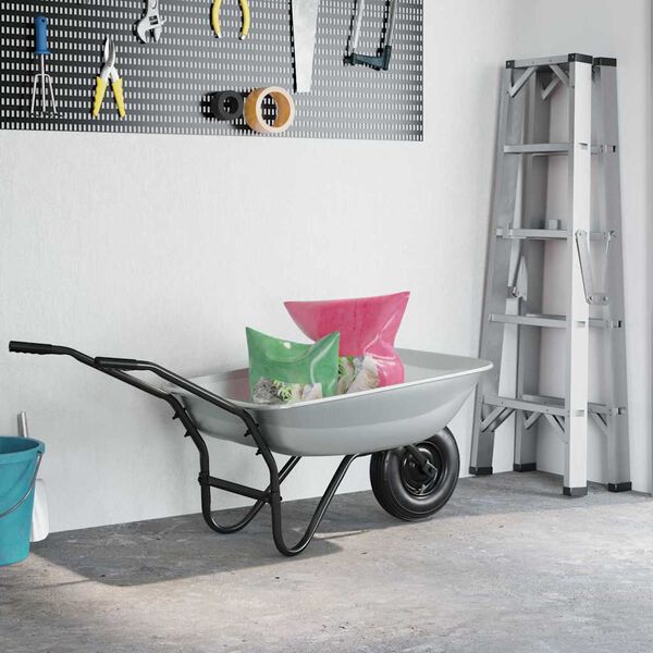 vidaXL Remplacement du plateau de brouette Argent&eacute; 80 x 60 x 25 cm