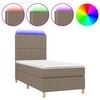 vidaXL Sommier &agrave; lattes de lit et matelas et LED Taupe 90x190 cm Tissu