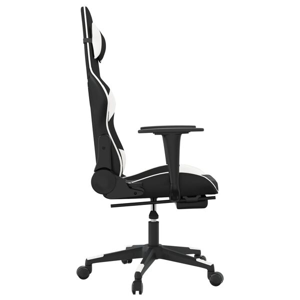 vidaXL Chaise de jeu avec repose-pied Noir et blanc Similicuir