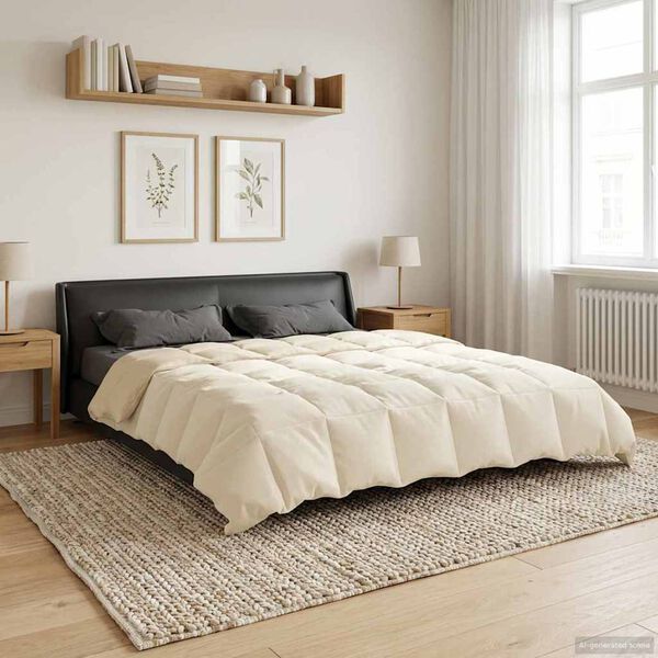 vidaXL Duvet complet toute l'ann&eacute;e Cr&egrave;me 220 x 240 cm Microfibre