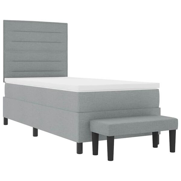 vidaXL Lit &agrave; ressorts avec matelas Gris clair 90 x 200 cm tissu