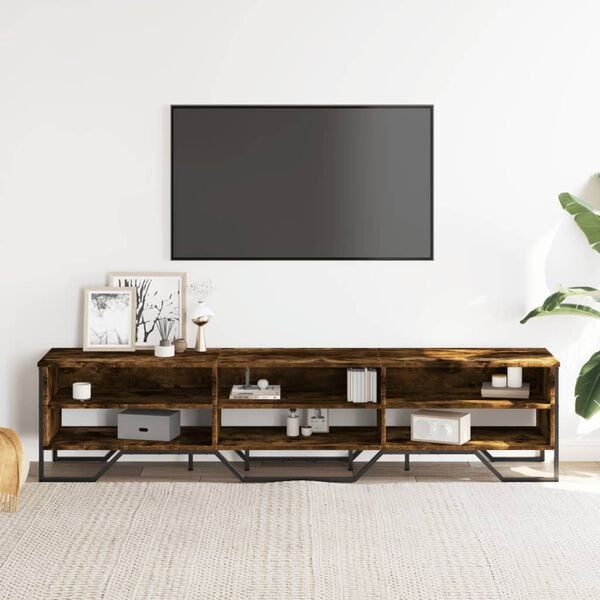 vidaXL Meuble TV ch&ecirc;ne fum&eacute; 180x34x41 cm bois d'ing&eacute;nierie