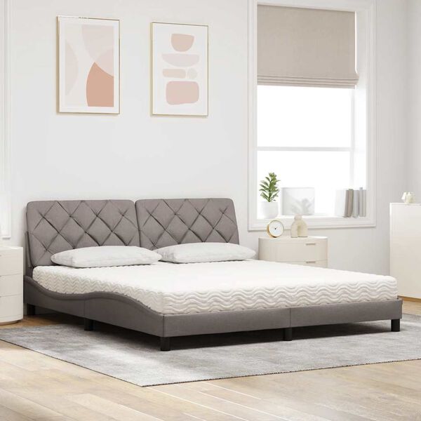 vidaXL Lit avec matelas taupe 180x200 cm tissu