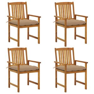 vidaXL Chaises de jardin avec coussins lot de 4 Bois d'acacia massif
