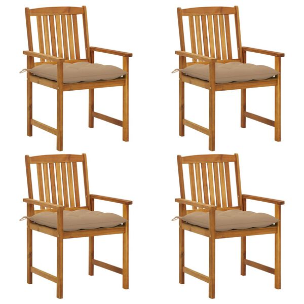 vidaXL Chaises de jardin avec coussins lot de 4 Bois d'acacia massif