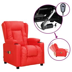 vidaXL Fauteuil de massage &eacute;lectrique Rouge Similicuir