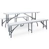vidaXL Table pliable de jardin avec 2 bancs 180 cm Acier et PEHD Blanc