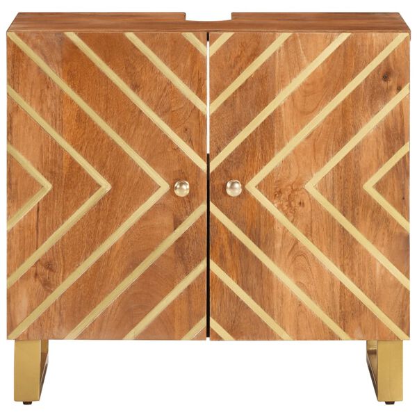 vidaXL Meuble de lavabo de bain marron et noir bois massif de manguier