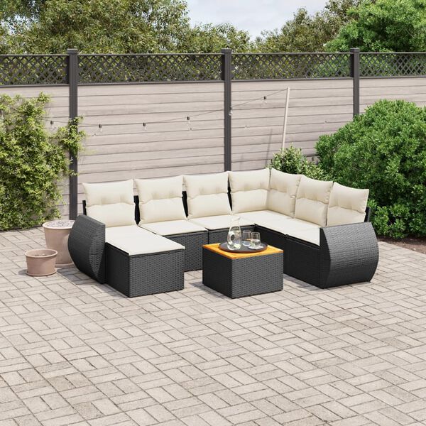 vidaXL Salon de jardin 8 pcs avec coussins noir r&eacute;sine tress&eacute;e