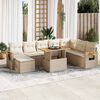 vidaXL Salon de jardin avec coussins 9 pcs beige r&eacute;sine tress&eacute;e acacia