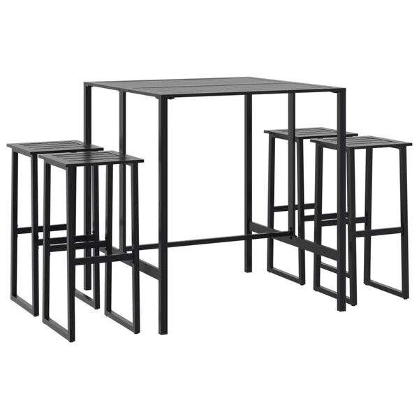 vidaXL Ensemble de bar de jardin 5 pcs noir acier enduit de poudre