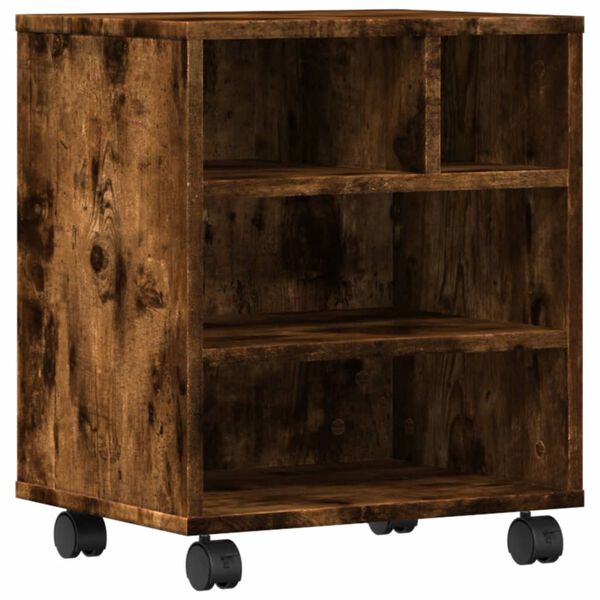 vidaXL Support d'imprimante avec roulettes ch&ecirc;ne fum&eacute; 41x32x48 cm