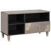 vidaXL Meuble TV Gris 80 x 33 x 46 cm Bois de mangue massif