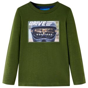 T-shirt enfants &agrave; manches longues kaki fonc&eacute; 104