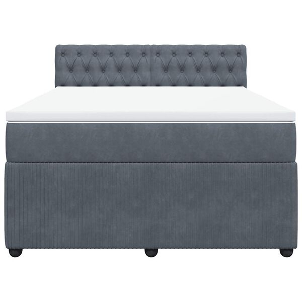 vidaXL Sommier &agrave; lattes de lit et matelas Gris fonc&eacute; 140x190cm Velours