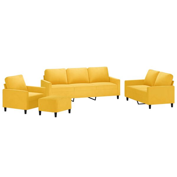 vidaXL Ensemble de canap&eacute;s 4 pcs avec coussins Jaune Velours