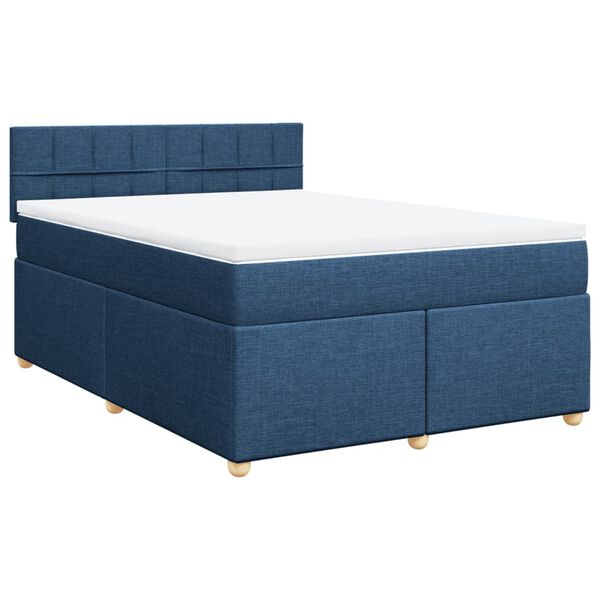 vidaXL Sommier &agrave; lattes de lit avec matelas Bleu 160x200 cm Tissu
