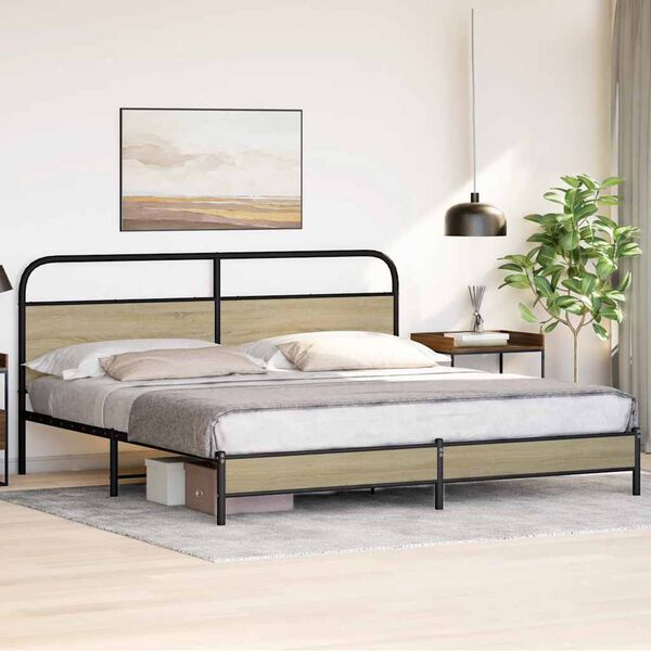 vidaXL Cadre de lit en métal sans matelas chêne sonoma 200x200 cm