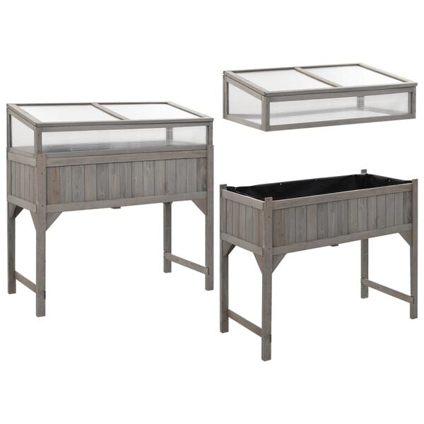 vidaXL Lit sur&eacute;lev&eacute; avec serre 110x54x120 cm Bois de sapin massif