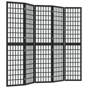 vidaXL Cloison de séparation pliable 5 panneaux 200x170 cm Noir