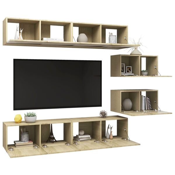 vidaXL Ensemble de meuble TV 6 pcs Ch&ecirc;ne sonoma Bois d'ing&eacute;nierie