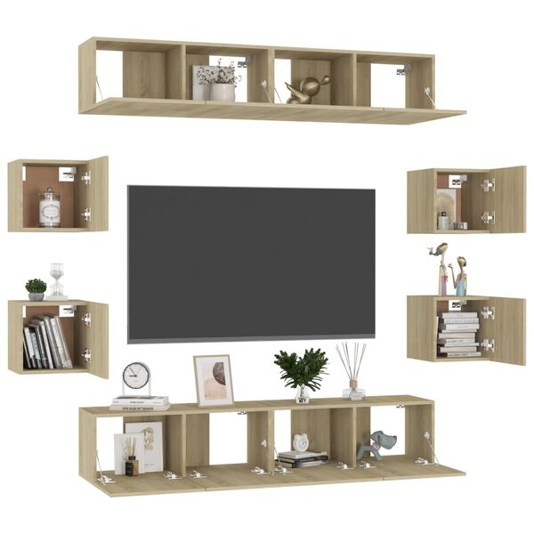 vidaXL Ensemble de meubles TV 8 pcs Chêne sonoma Bois d'ingénierie