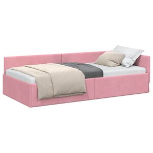 vidaXL Cadre de lit d'angle Rose 80 cm x 200 cm Velours