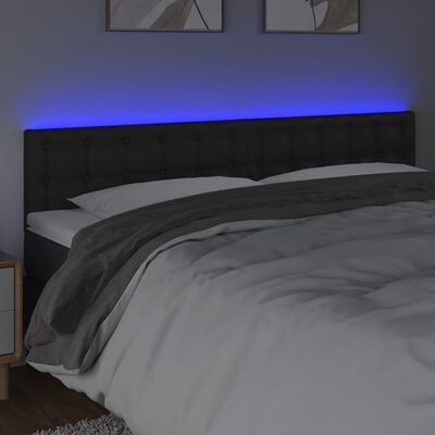 vidaXL Tête de lit à LED Noir 160x5x78/88 cm Similicuir