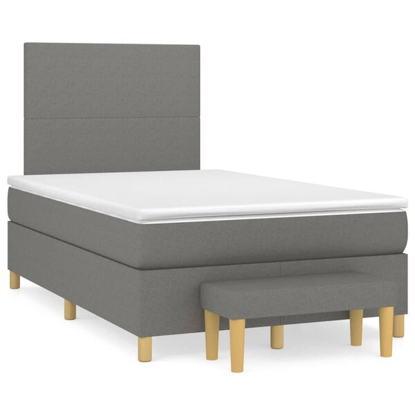 vidaXL Sommier &agrave; lattes de lit avec matelas Gris fonc&eacute; 120x200cm Tissu