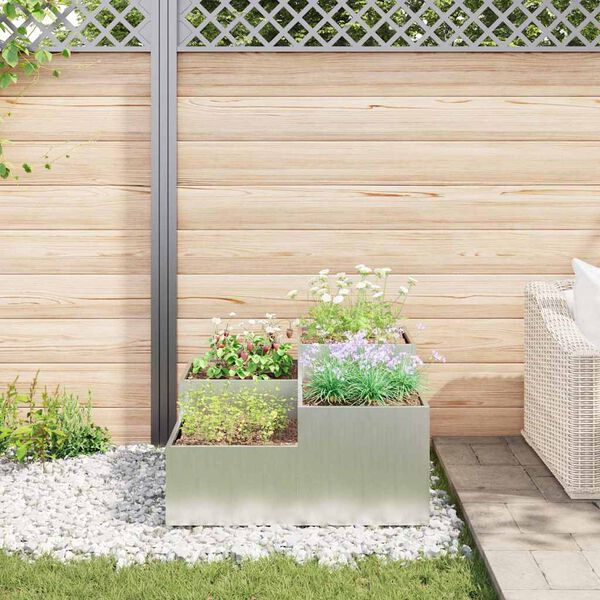 vidaXL Cache-pot de jardin Argent 100 x 100 x 48 cm Acier galvanisé