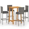 vidaXL Ensemble de bar de jardin avec coussins 5 pcs Gris