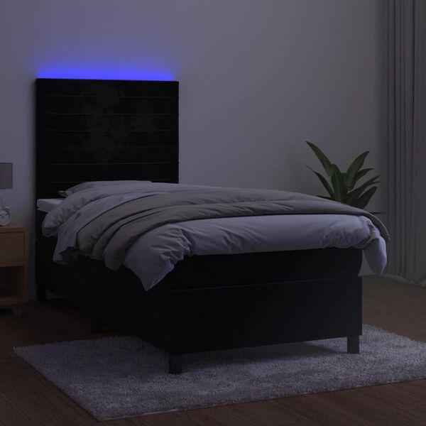 vidaXL Sommier &agrave; lattes de lit avec matelas LED Noir 80x200cm Velours