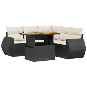 vidaXL Salon de jardin 6 pcs avec coussins noir r&eacute;sine tress&eacute;e