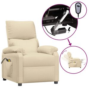 vidaXL Fauteuil &eacute;lectrique de massage Cr&egrave;me Tissu