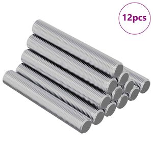 vidaXL Tige filet&eacute;e 12 pcs Argent&eacute; 8 x 55 mm Acier