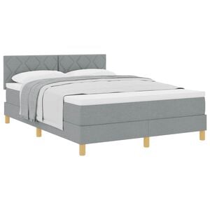 vidaXL Lit &agrave; ressorts avec matelas Gris clair 160 x 200 cm tissu