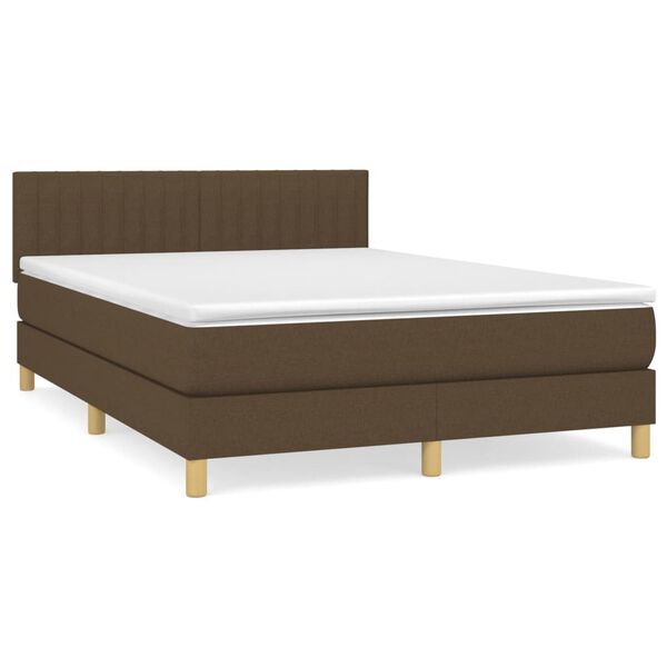 vidaXL Sommier &agrave; lattes de lit avec matelas Marron fonc&eacute; 140x200 cm