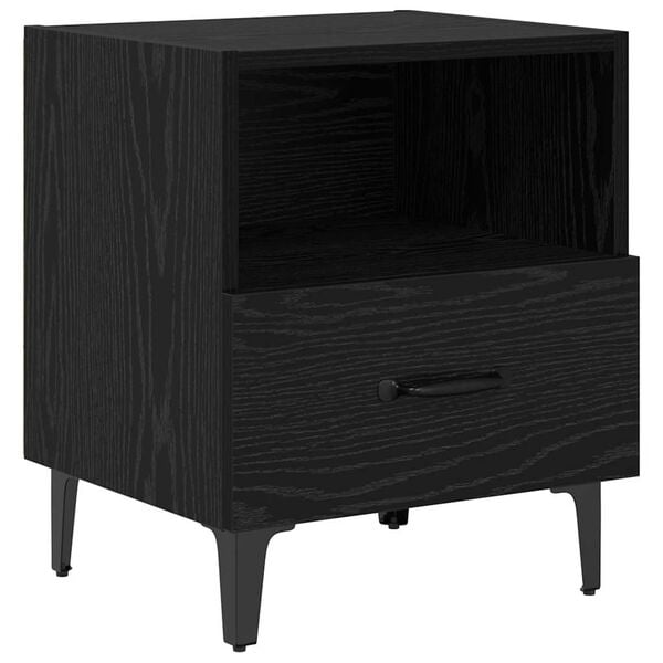 vidaXL Cabinet de chevet avec tiroir Ch&ecirc;ne noir 40 x 35 x 47.5 cm