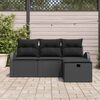 vidaXL Ensemble de canap&eacute; de jardin avec coussin 4 pcs Noir polyrotin