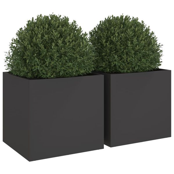 vidaXL Jardinières 2 pcs noir 49x47x46 cm acier